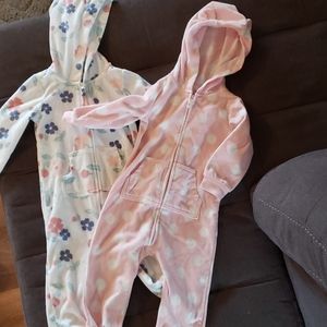 Set of 2 infant girls fleece rompers.